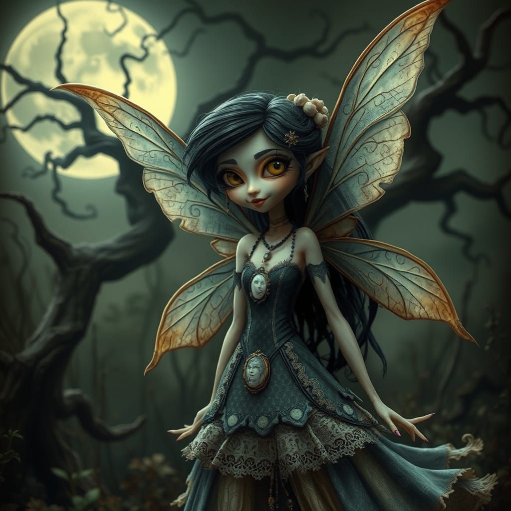 fairy in the style of Tim Burton