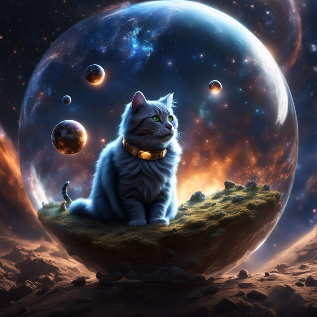 Earth in Orb on Cat Collar: Fantasy Concept Art