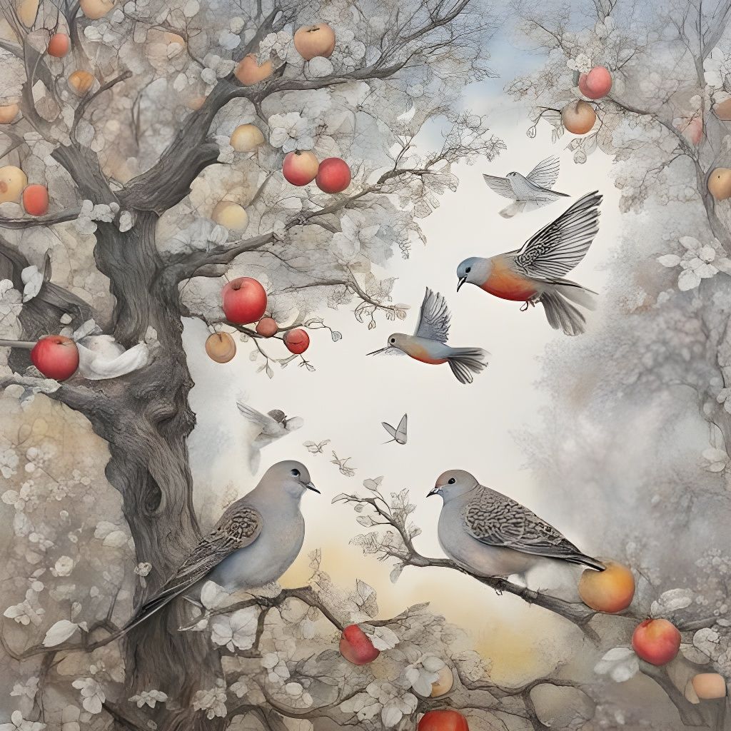 Peaceful Ink Painting of Home, Love, and Harmony