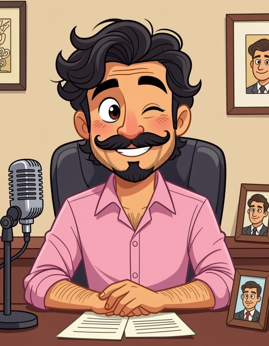 Winking Cartoon Man Illustration in Vibrant Colors