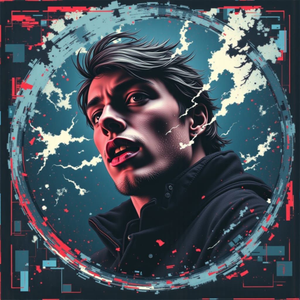 Abstract Glitch Art with Numerical Elements