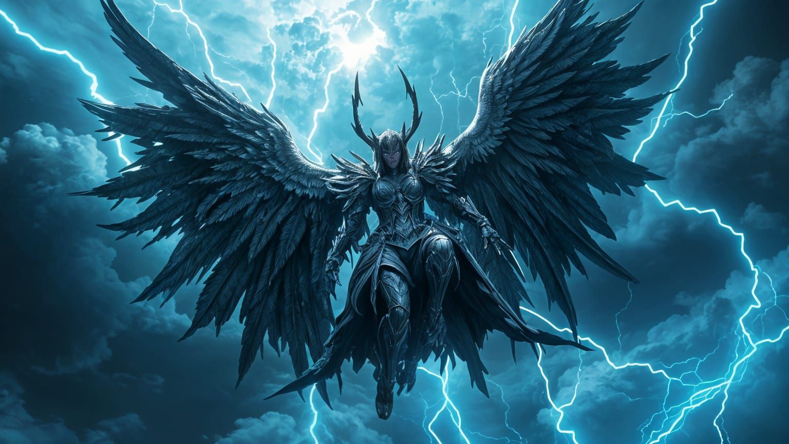 Vengeful Storm Angel in Thundercloud, Anime Art