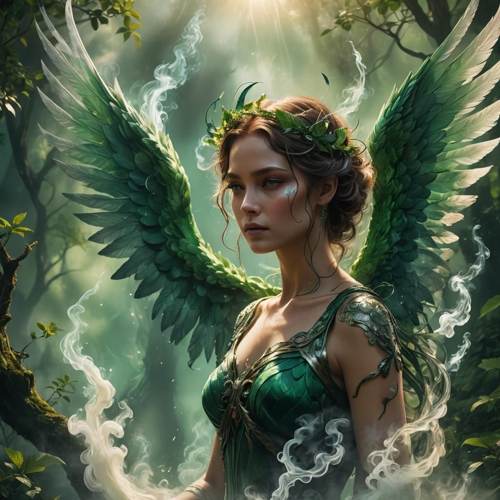 Majestic Being Exhaling Wing-Shaped Smoke