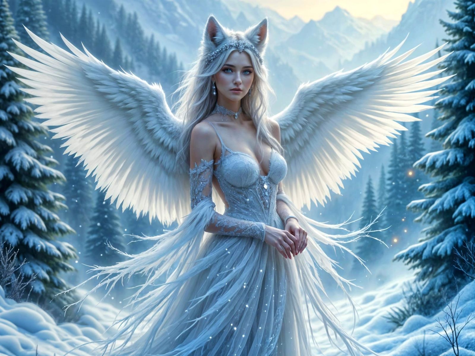 Wolf-Angel Frost Angel in Digital Fantasy Art
