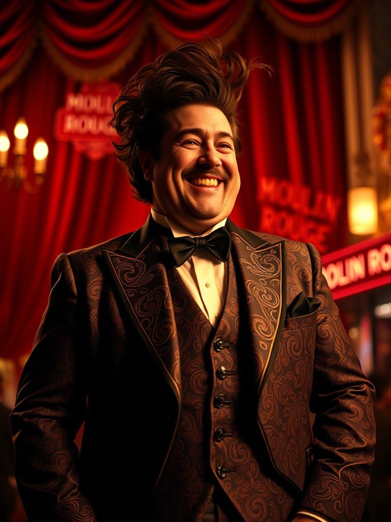 Elegant Master of Ceremonies at the Moulin Rouge in Formal A...