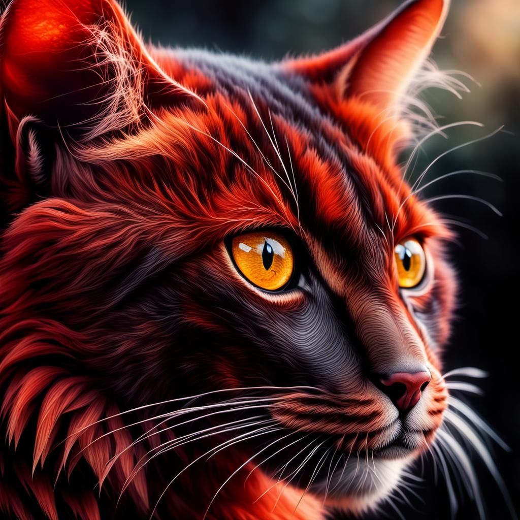 Hyper-Realistic Red Cat in Cinematic Lighting
