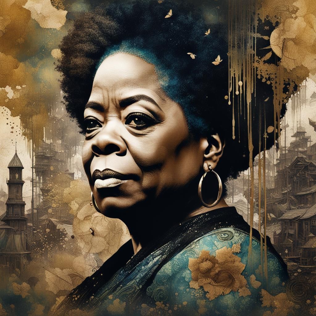 Oprah Winfrey Creepy Portrait in Mixed Media Collage