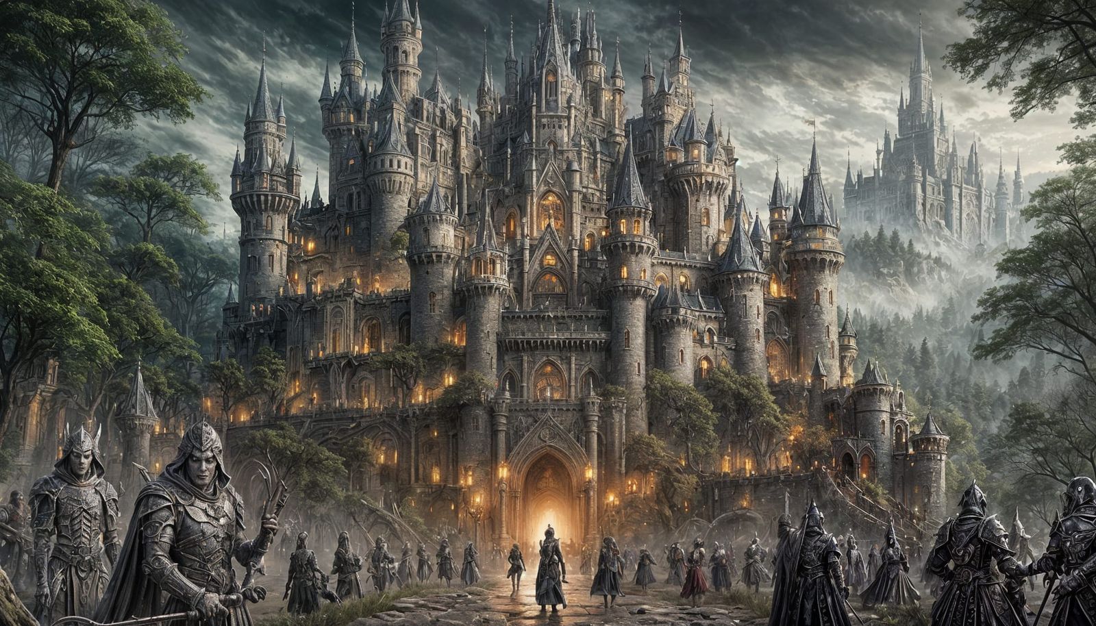 Epic Cyberpunk Castle Under Siege by Undead Hordes