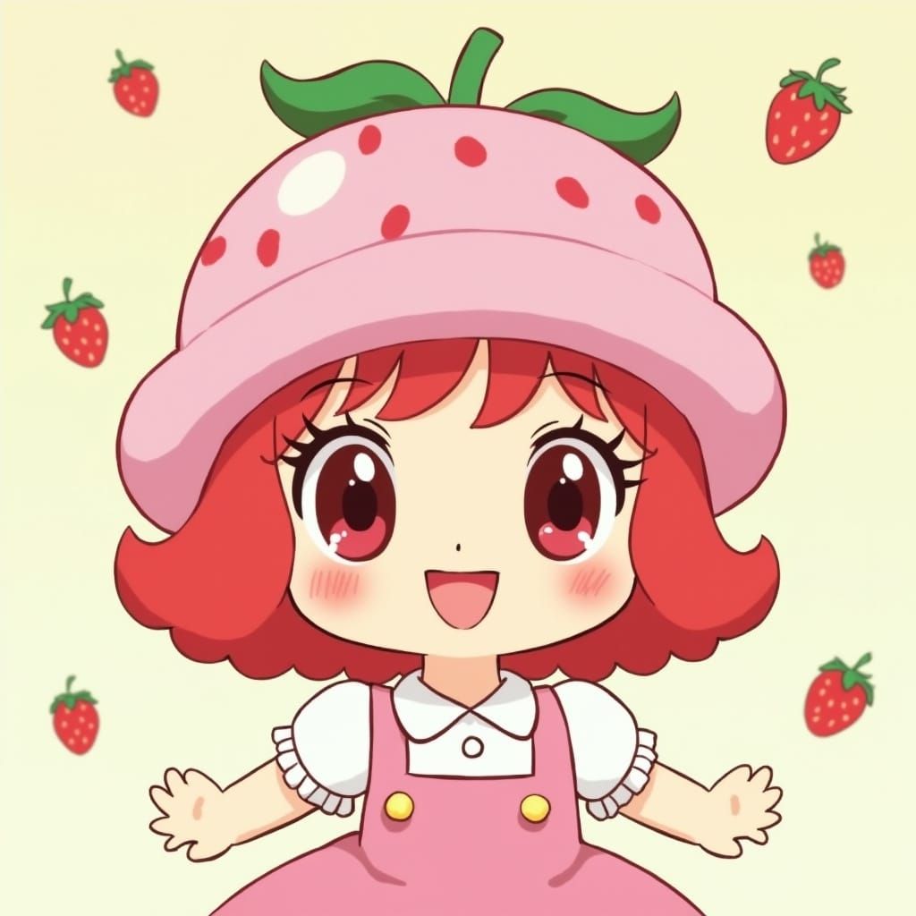 Strawberry Shortcake in 90s Anime Style