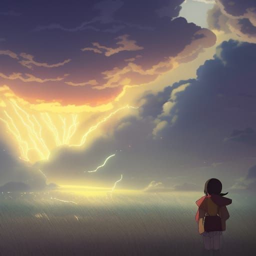 Anime Storm Cloud in Ghibli Style