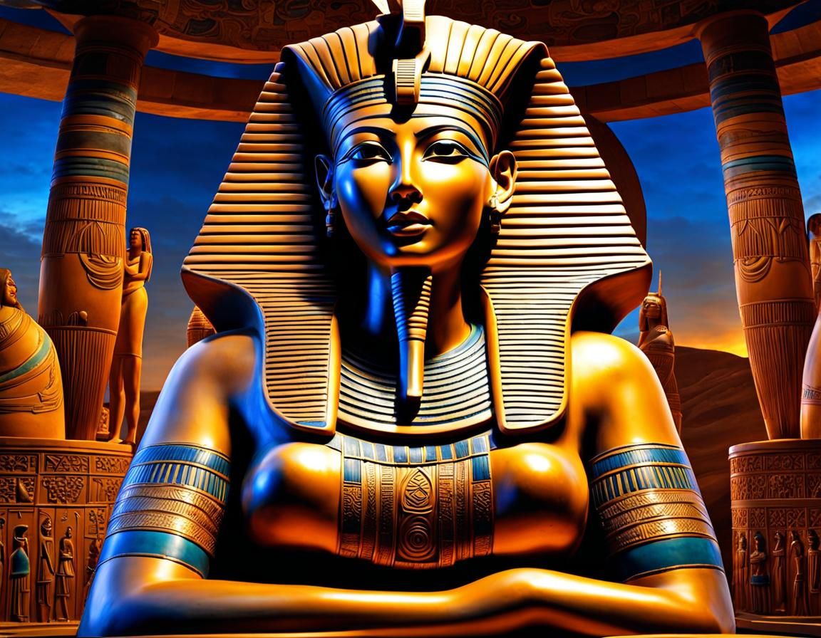 A big statue of a  "Tutancha-Woman"