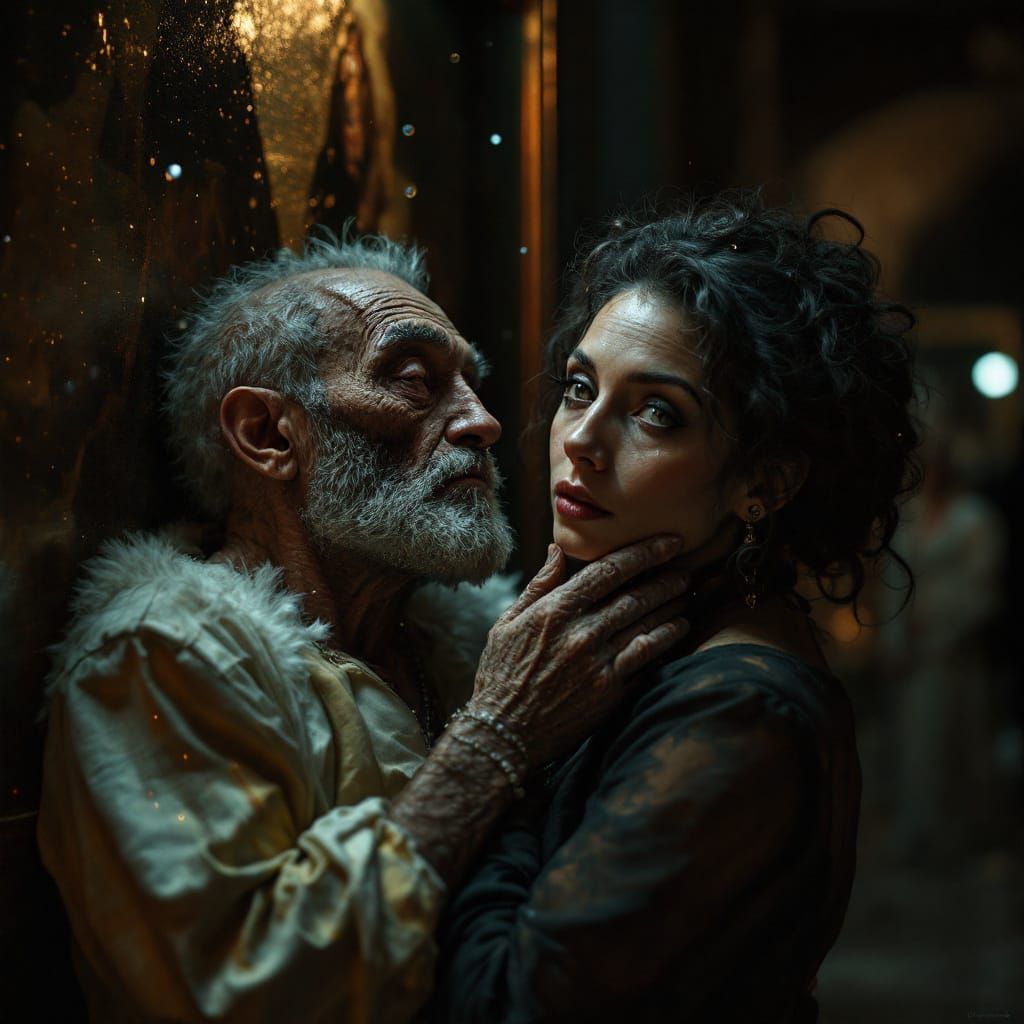 Old Master Painting Characters Party at Night