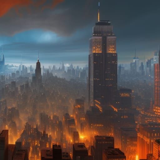 Fantastical New York in Detailed Matte Painting