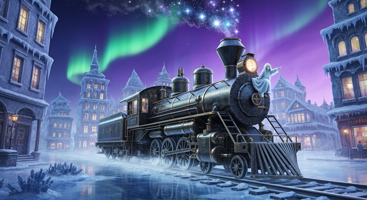 Ghostly Obsidian Train in Frozen Coral City