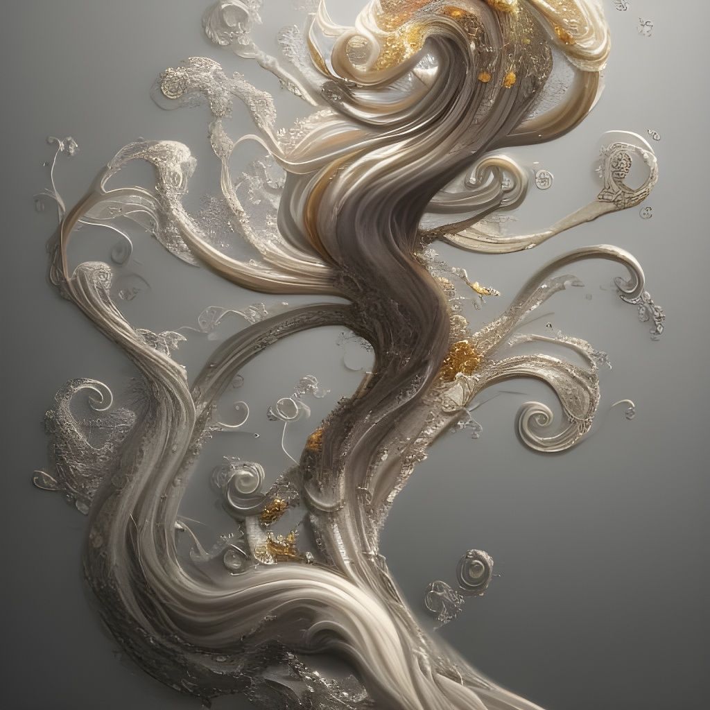 Magical Tree with Swirling Marble Water in Rococo Style