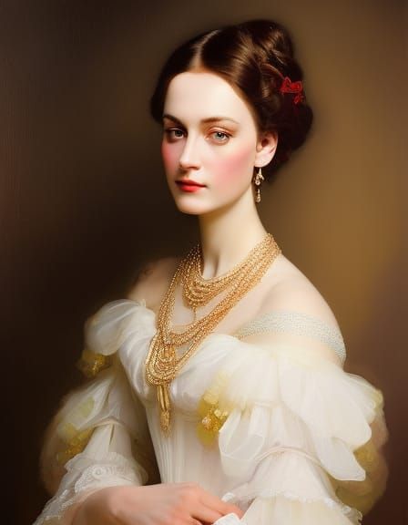 Victorian Beauty Portrait in Oil Painting Style