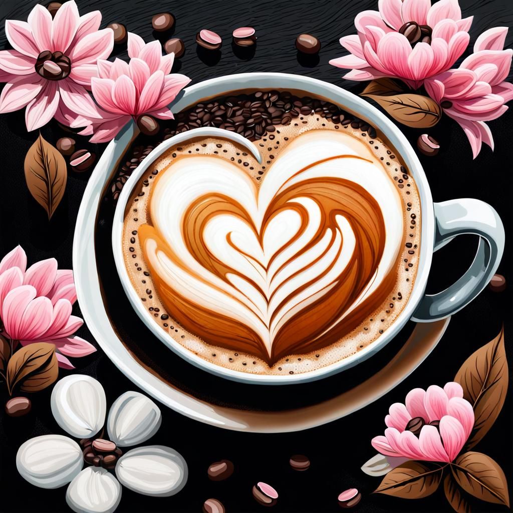 Heart Latte Art Still Life in Fauvist Colors