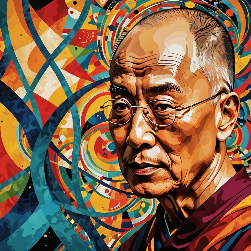 Dreamlike Dalai Lama in Pop Surrealist Digital Art