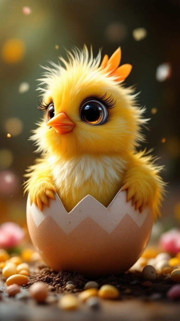 Vibrant Easter Chicken Emerges in Hyperrealistic Style