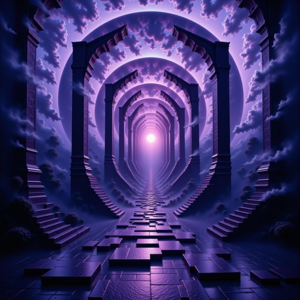 Suprematist & Escher Architecture in Infinite Void