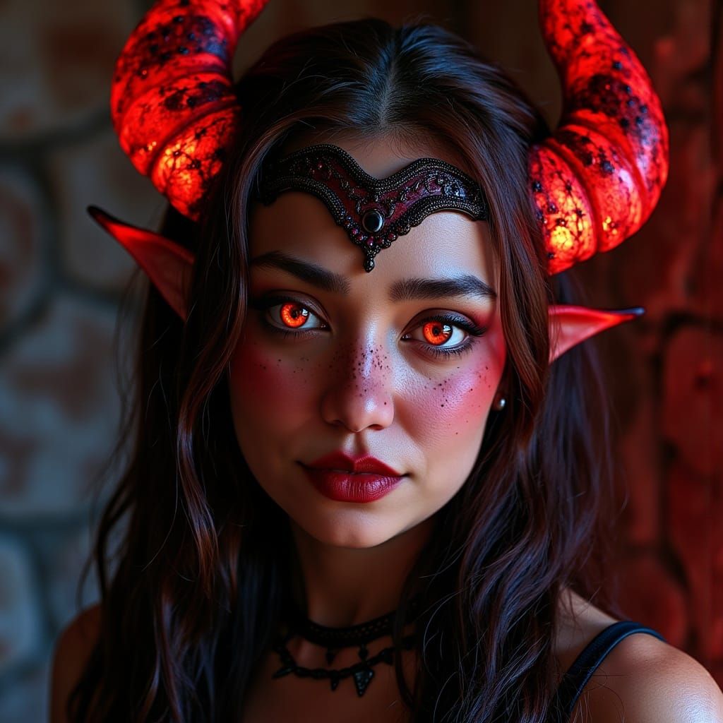 Infernal Demon in a Gothic Cave Portrait