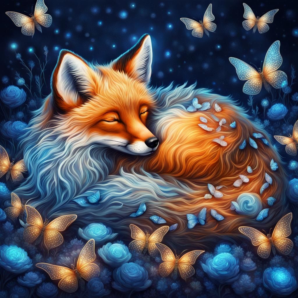 Bioluminescent Fox Dreamscape in Underwater Fantasy