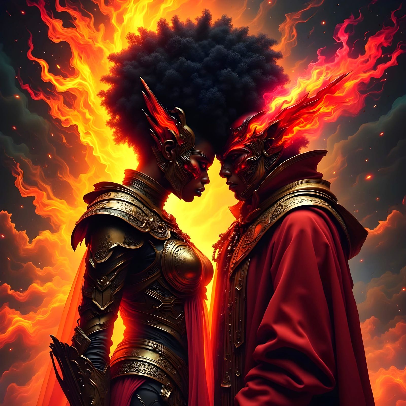 A Powerful Black Girl Made of Fire Faces Off Against a Red M...