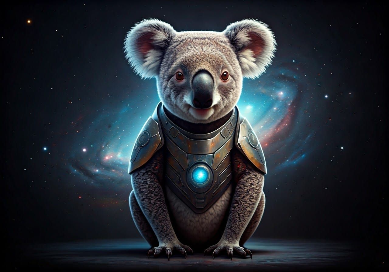 Koala Bear in Galactic Armory with Cosmic Vision
