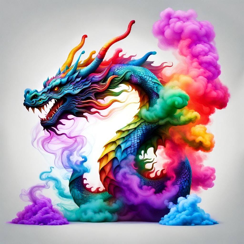 Colorful Smoke Dragon: An AI Generated Image