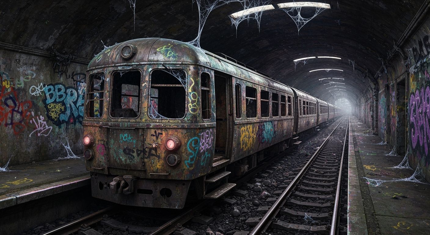 Dystopian Underground Train Station of the Future