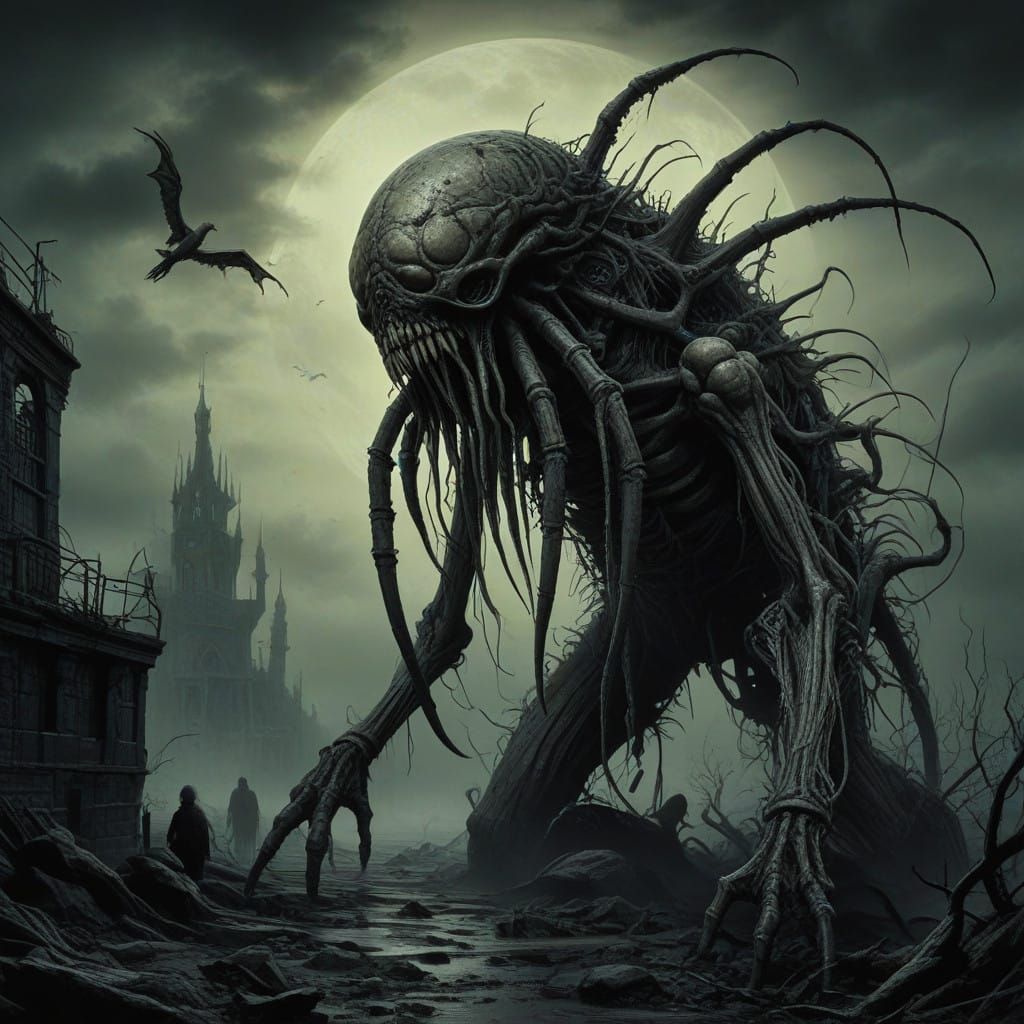 Eldritch Horror Monstrosity Emerges from Dark, Foreboding Sh...