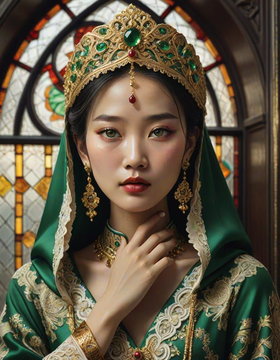 Elegant Chinese Noblewoman in Opulent Regalia