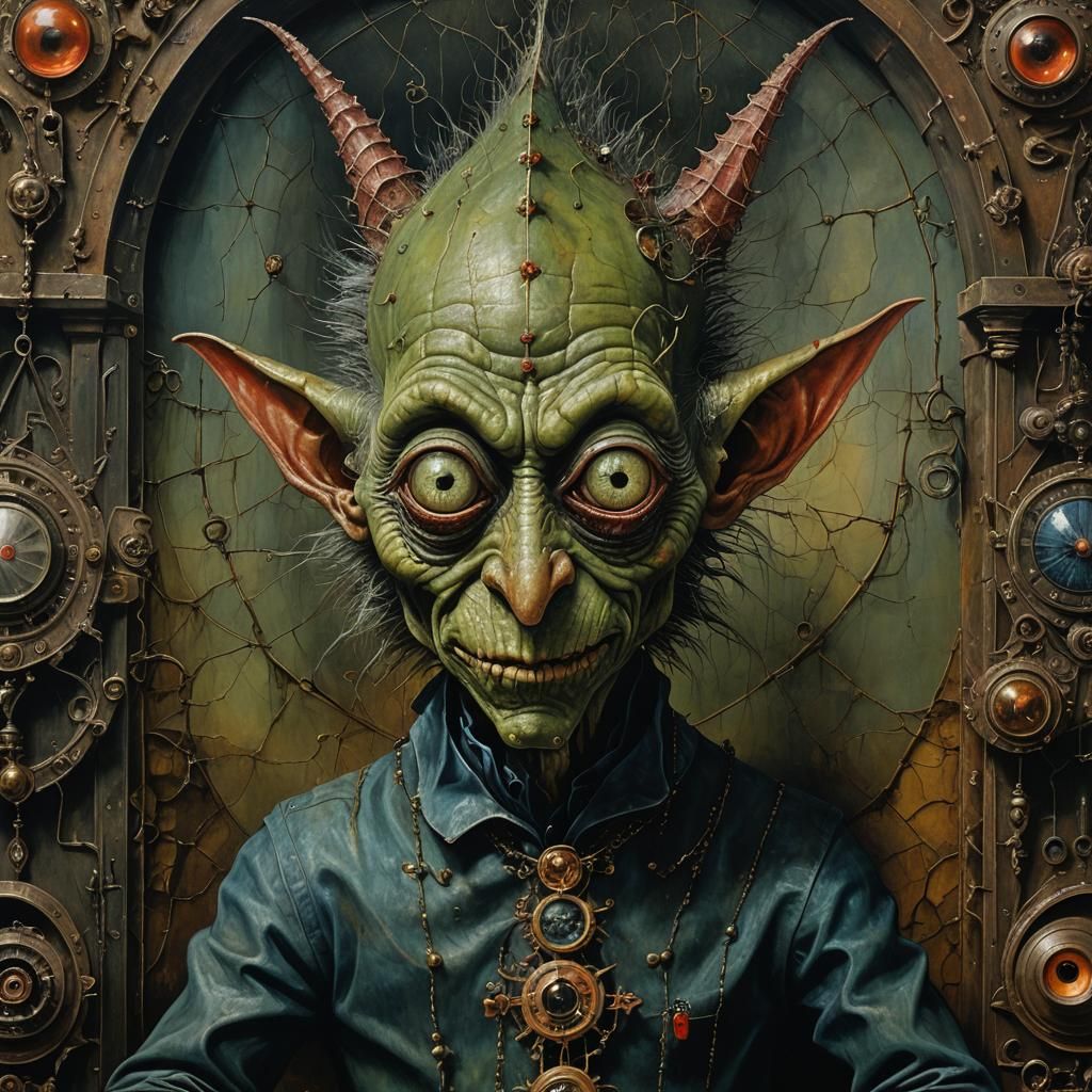 Dark Gothic Goblin Portrait in Surreal Style