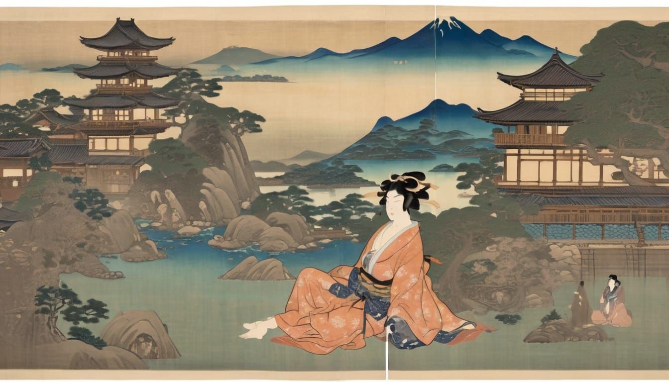 Shunga Style Cityscape Portrait