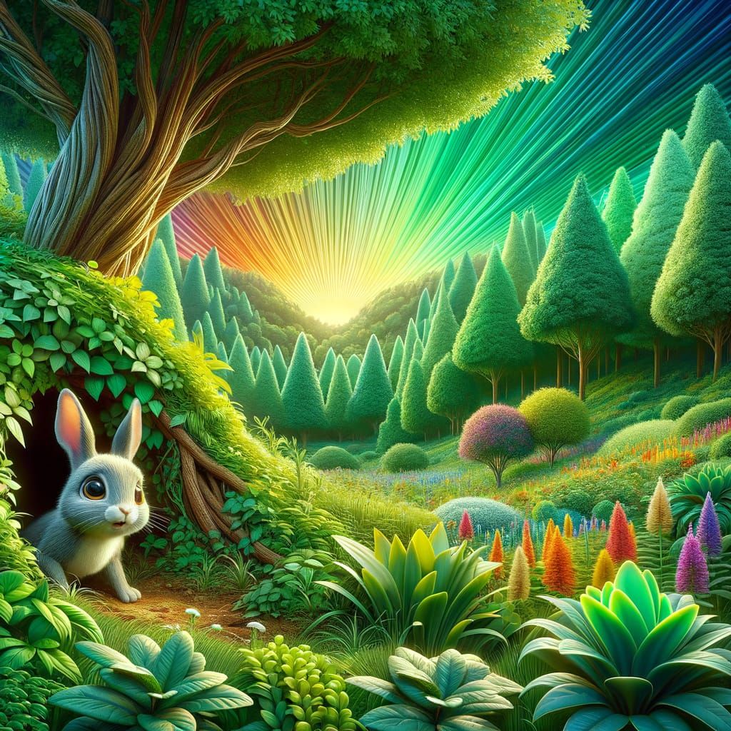 Timid Bunny in Enchanting Forest Fairytale