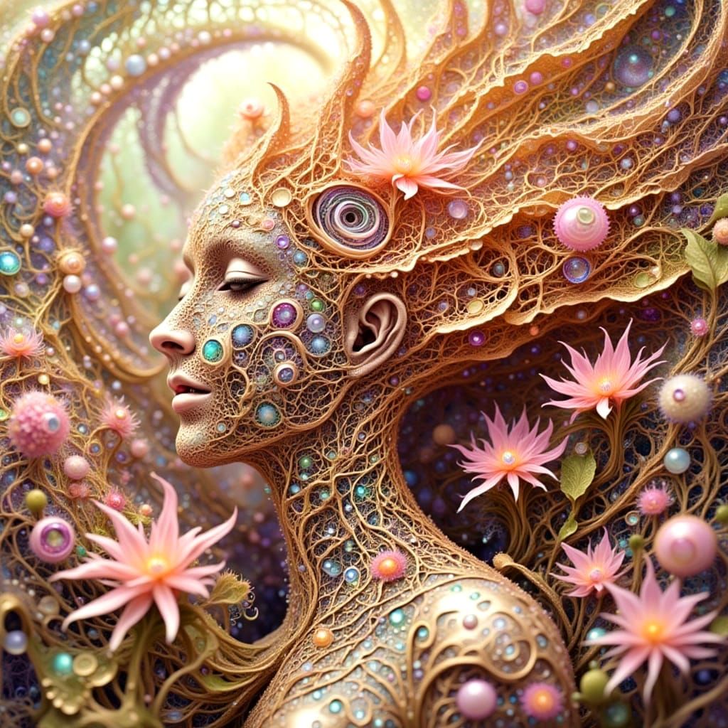 Whimsical Spirit Creature in Intricate Lithograph Style