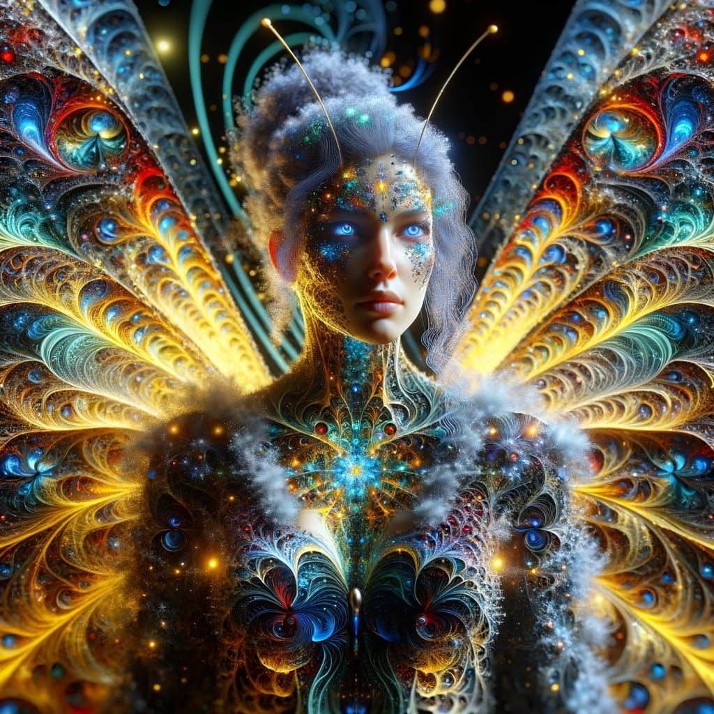 Caucasian Butterfly-Human Hybrid in Detailed 3D Concept Art