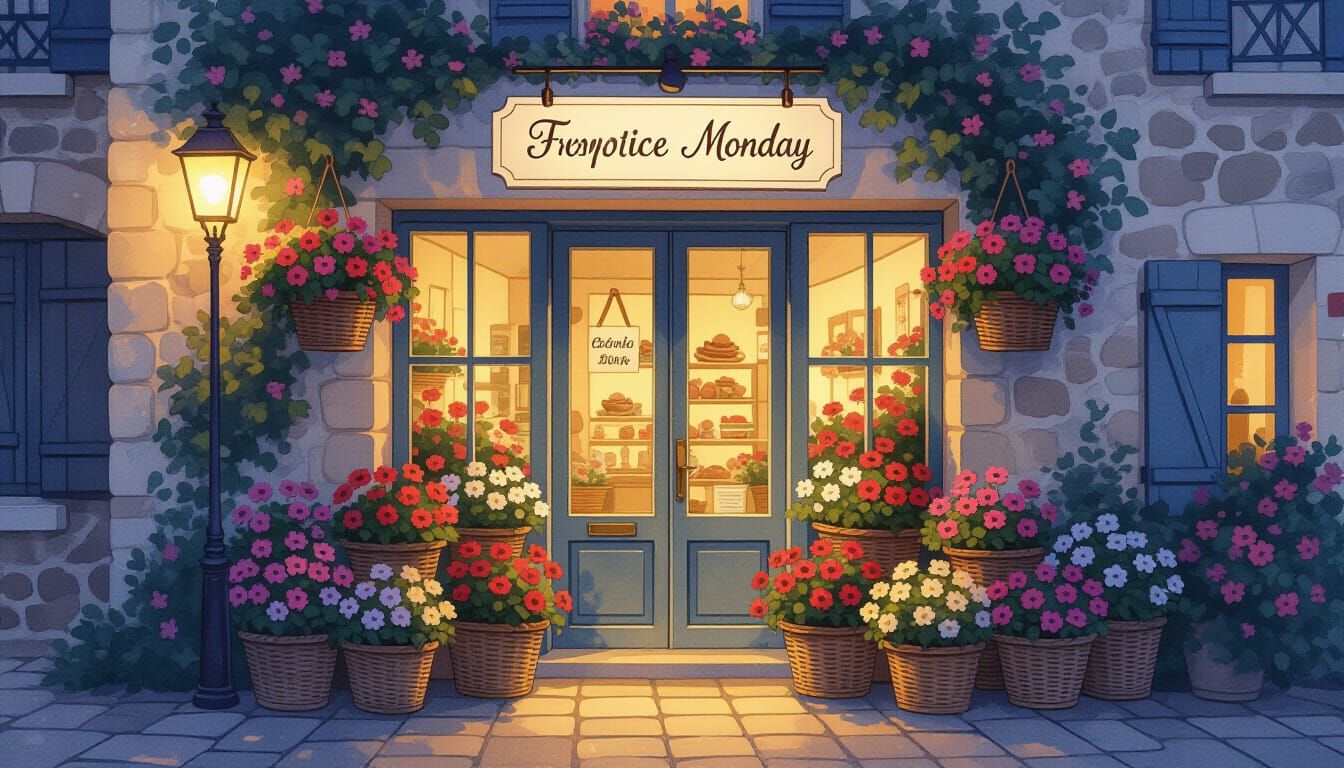 Charming French Seaside Boutique at Twilight