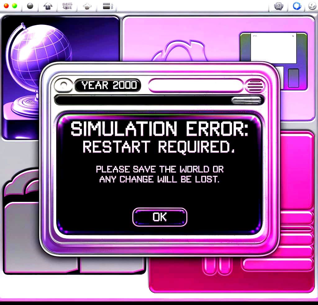Retro Computer Desktop Error in Vibrant Neon Colors