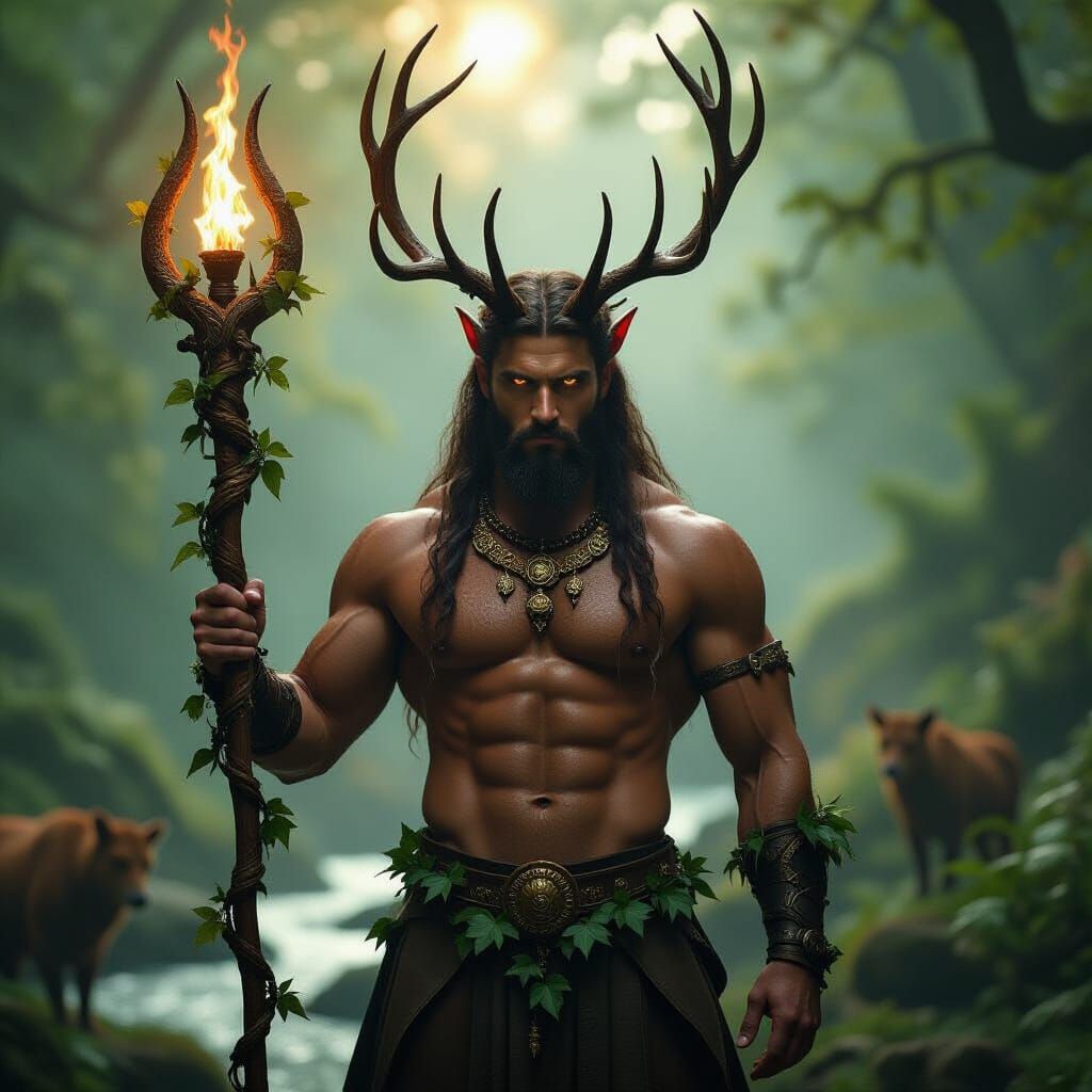 Wiccan God of Nature in Dramatic Cinematic Style