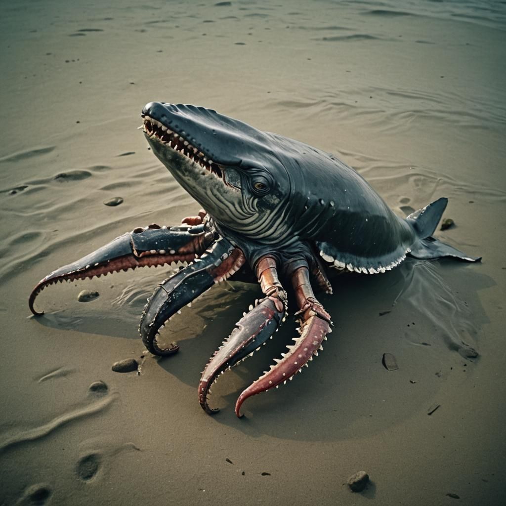 Whale-Crab-Octopus Hybrid Creature in Cinematic Style