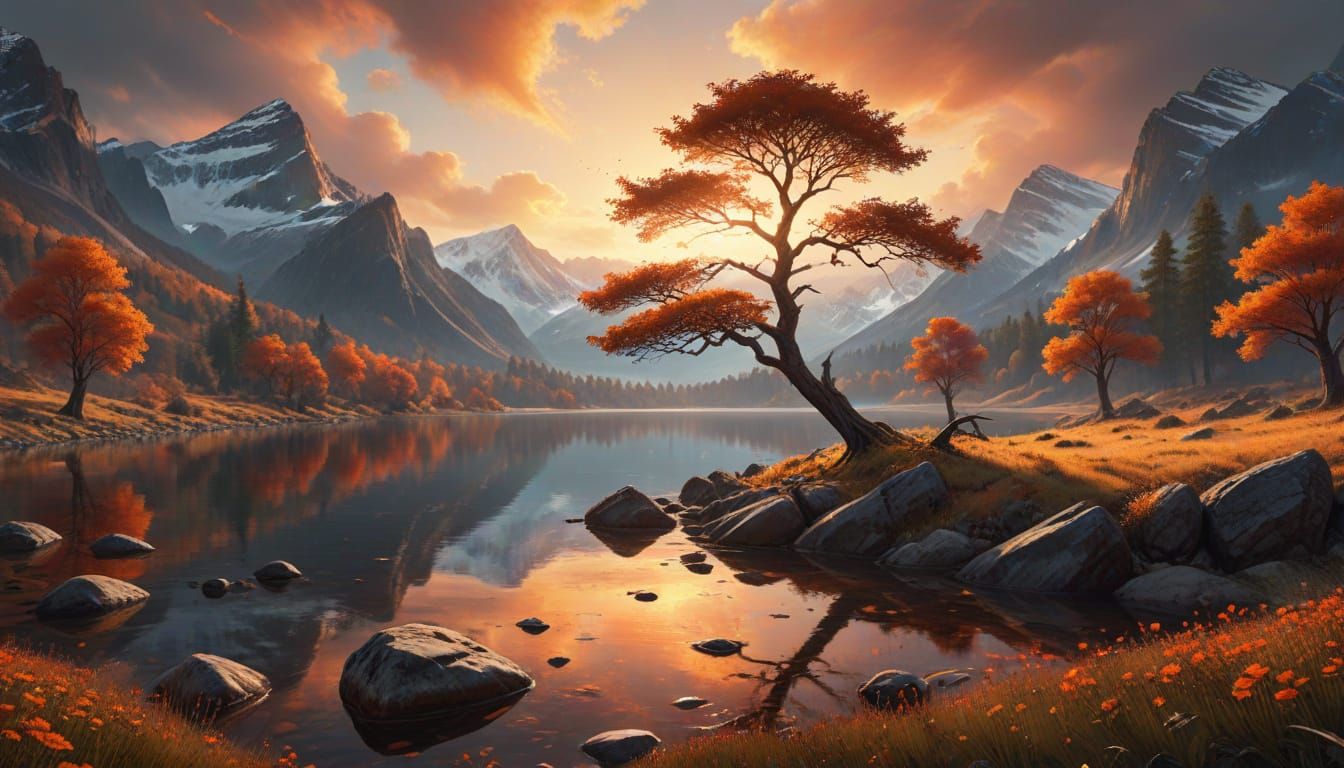 Epic Autumn Landscape in Photorealistic Style