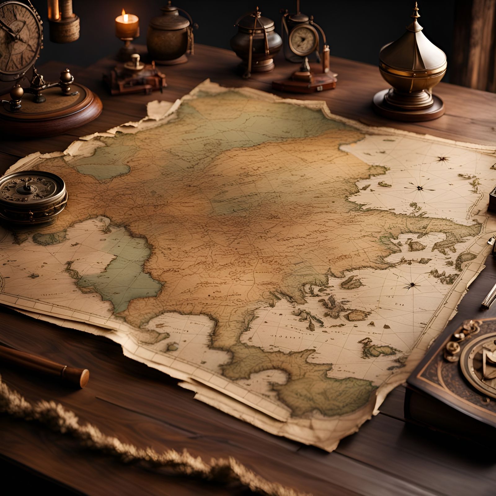 Blank Fantasy Map on Tattered Paper