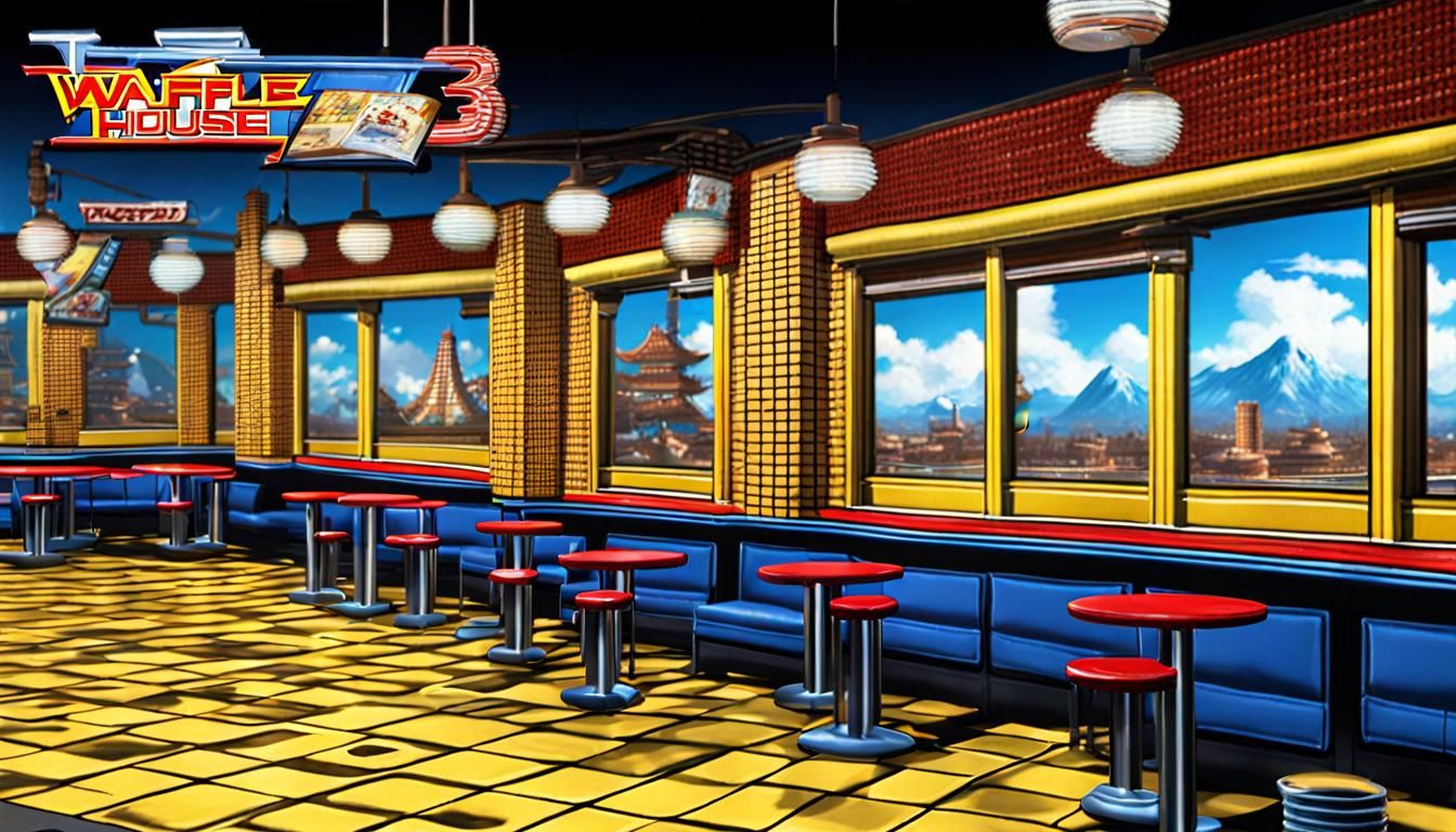 Waffle House Game Background in 3D Animation