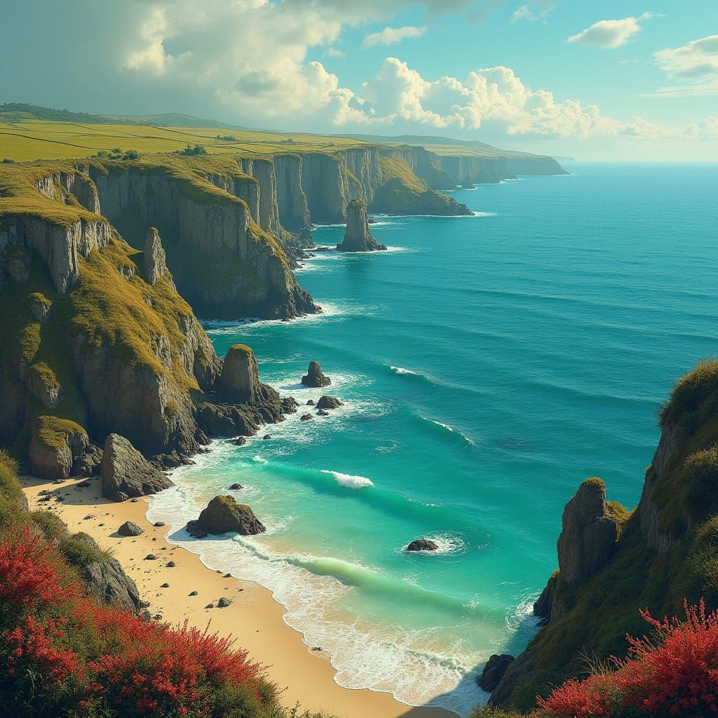 Dreamlike English Coast as Impressionist Art