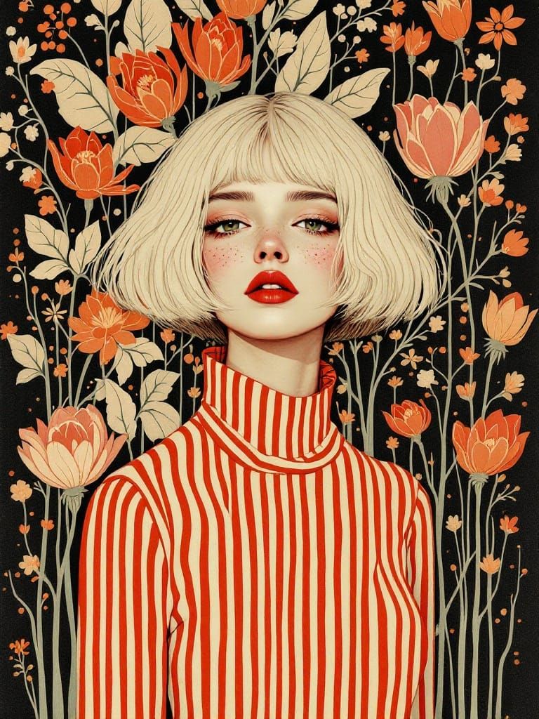 Enchanting Dreamscape Figure in Art Nouveau Style