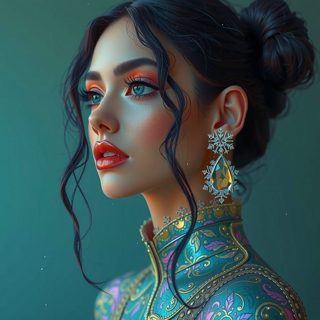 Mid Century Pin Up Goddess in Vibrant Urban Oasis