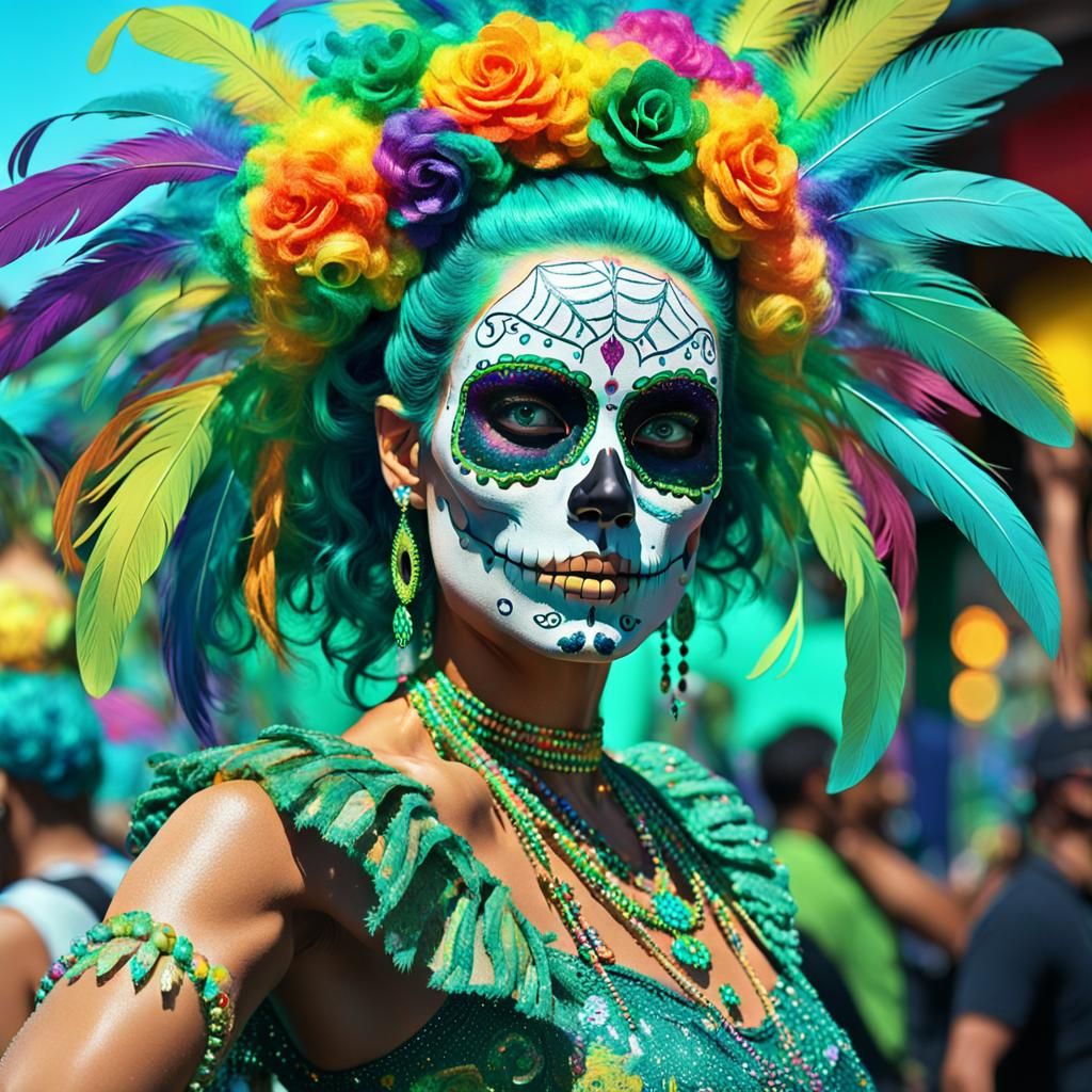 Mardi Gras Sugar Skull in Fauvist Style