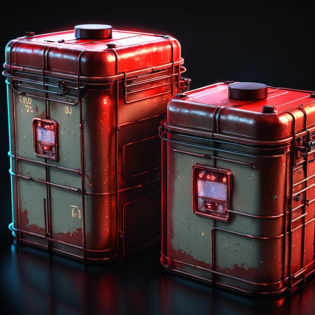 Noble Gases in Red and Beige Containers