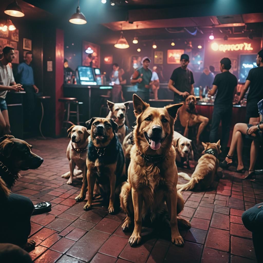 Dogs in a Nightclub: Cinematic Film Still